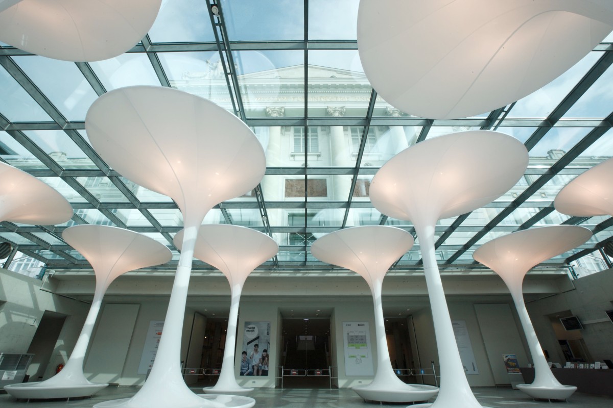 Blick in die Eingangshalle des Technischen Museums Wien