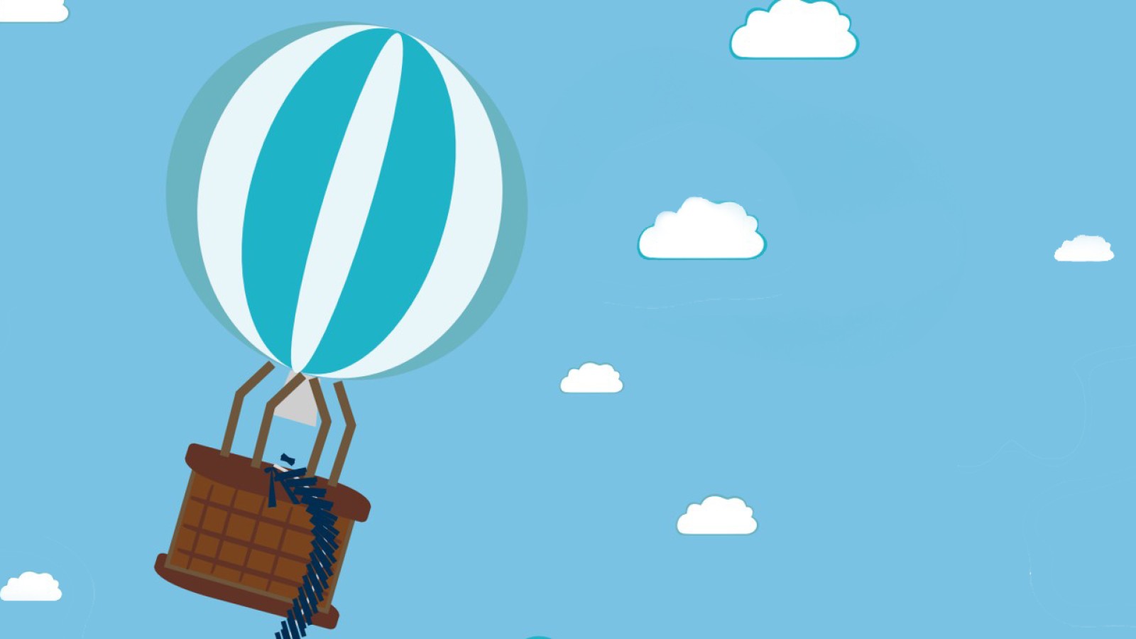 Illustratives Luftballon-Motiv mit Wolkenhintergrund: