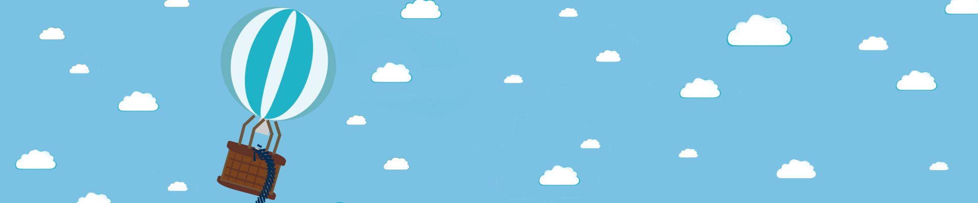 Illustratives Luftballon-Motiv mit Wolkenhintergrund: 