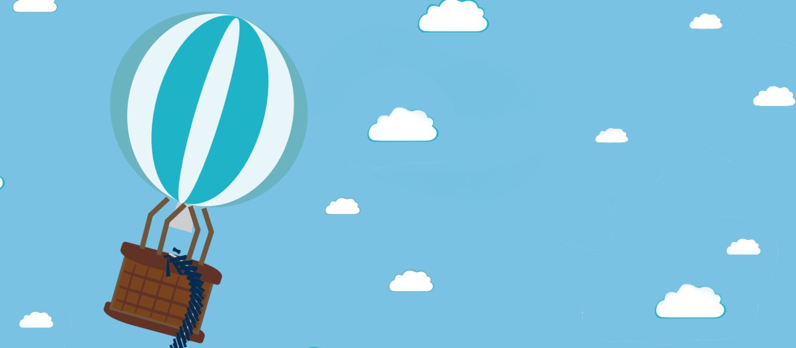 Illustratives Luftballon-Motiv mit Wolkenhintergrund: