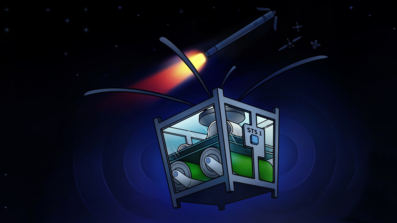 : Satellit STS1 von Rakete abgeworfen