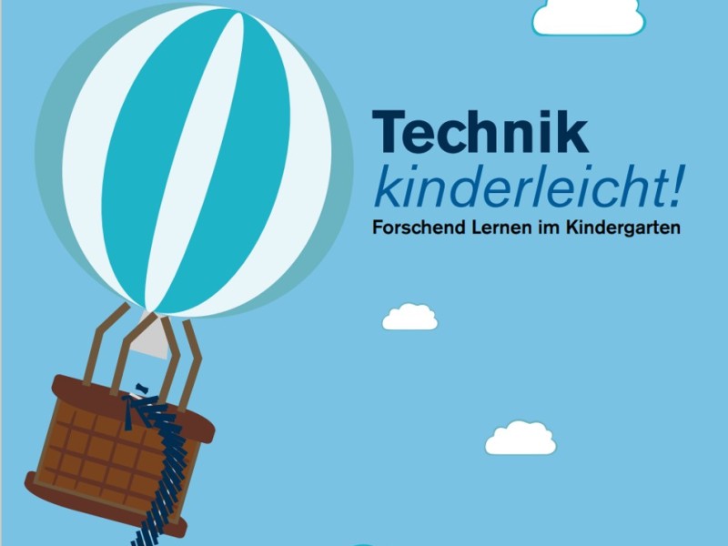 Illustration mit Heißluftballon zum Projekt  "Technik kinderleicht!": 