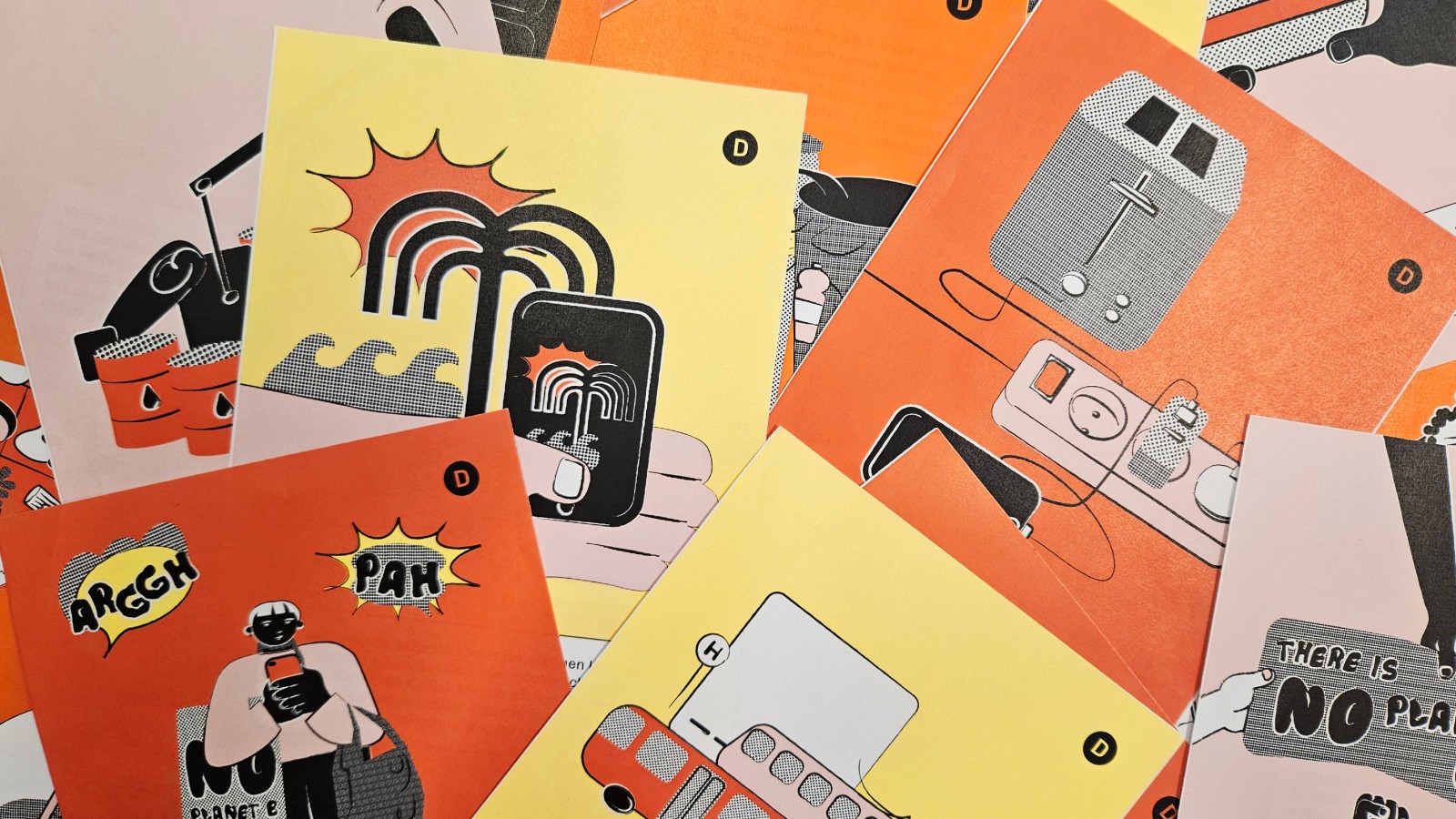 Bild von mehreren Postkarten zur Klimachallenge: 