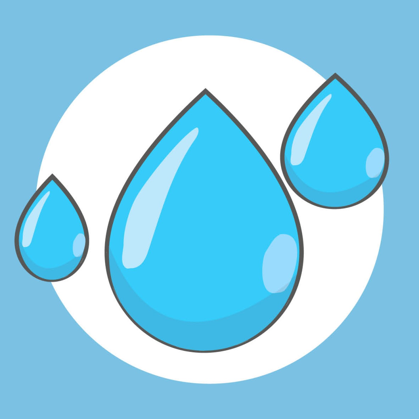 : Illustration: Wassertropfen vor weißem Kreis und blauem Hintergrund