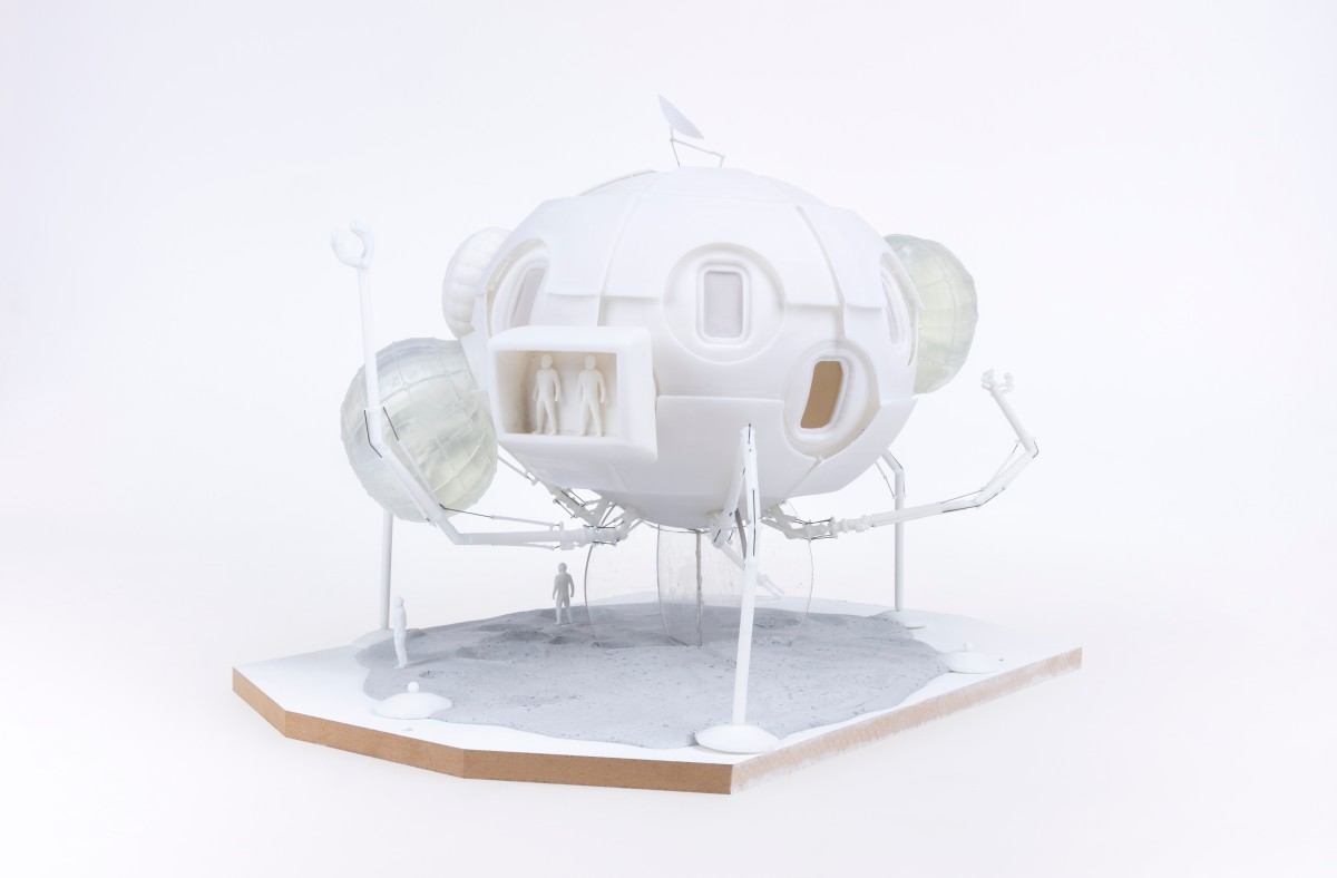 3D-gedrucktes Modell des Lunarbase-Konzepts "Moonwalker"