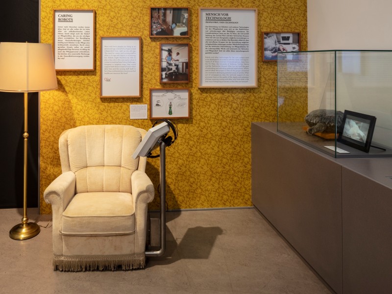 Exhibition view of "Science Corner: Caring Robots" at TMW: 