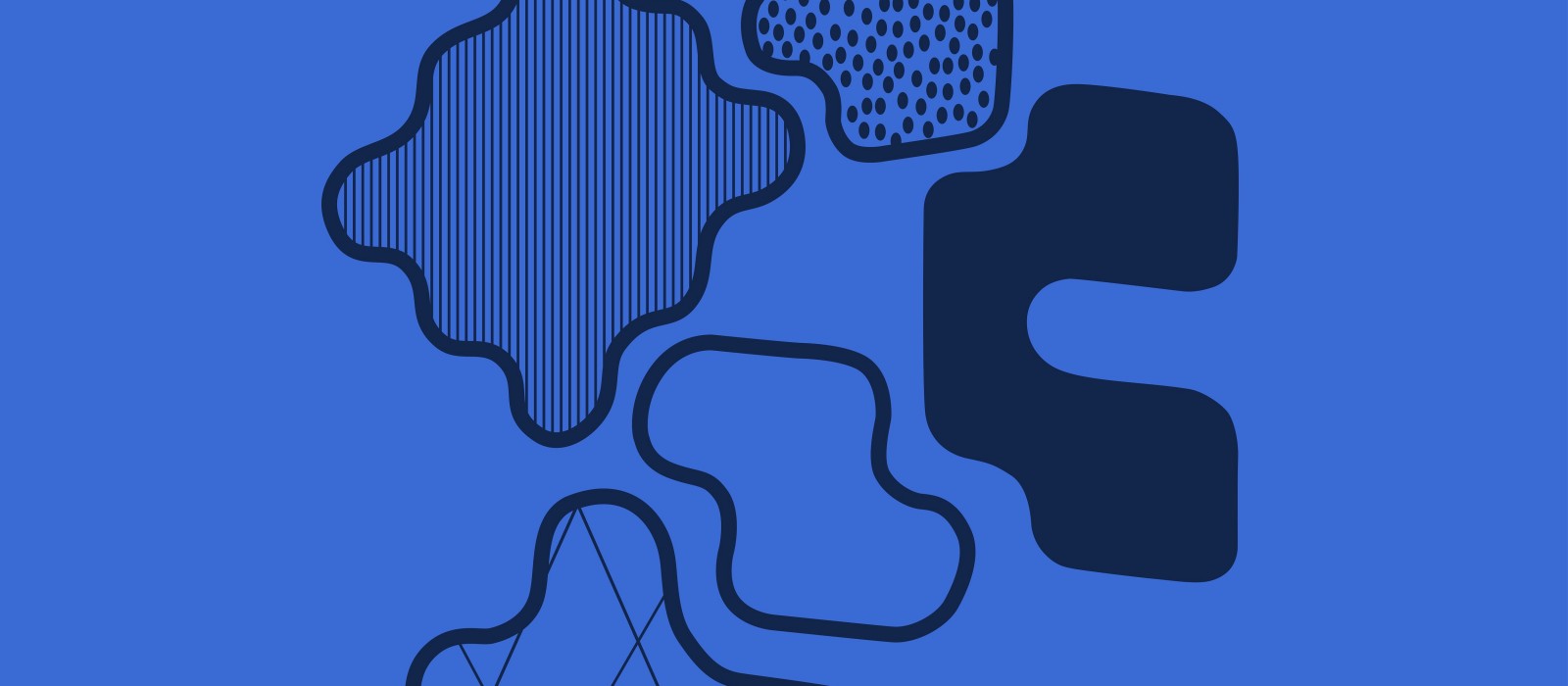 Abstrakte Darstellung verschiedener Materialformen auf blauem Hintergrund – Symbolbild für Vielfalt und Eigenschaften von Materialien in den Materialwelten des Technischen Museums Wien.: 