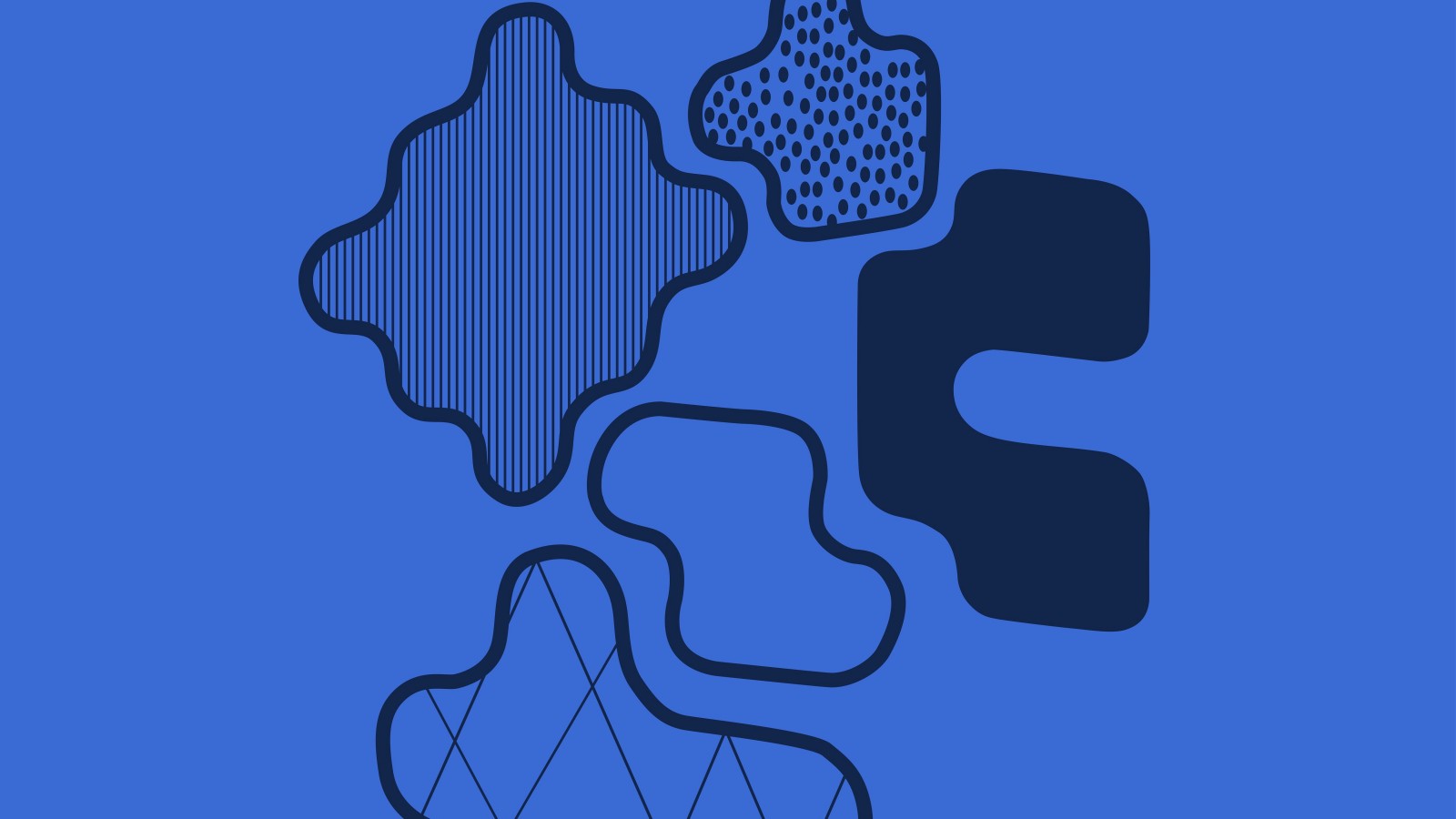 Abstrakte Darstellung verschiedener Materialformen auf blauem Hintergrund – Symbolbild für Vielfalt und Eigenschaften von Materialien in den Materialwelten des Technischen Museums Wien.: 