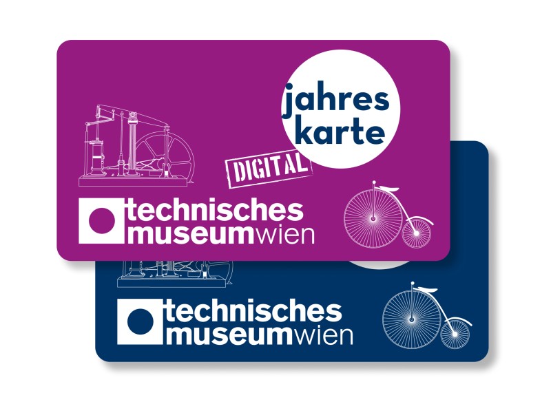 Abbildungen von Jahreskarten des Technischen Museums Wien: 