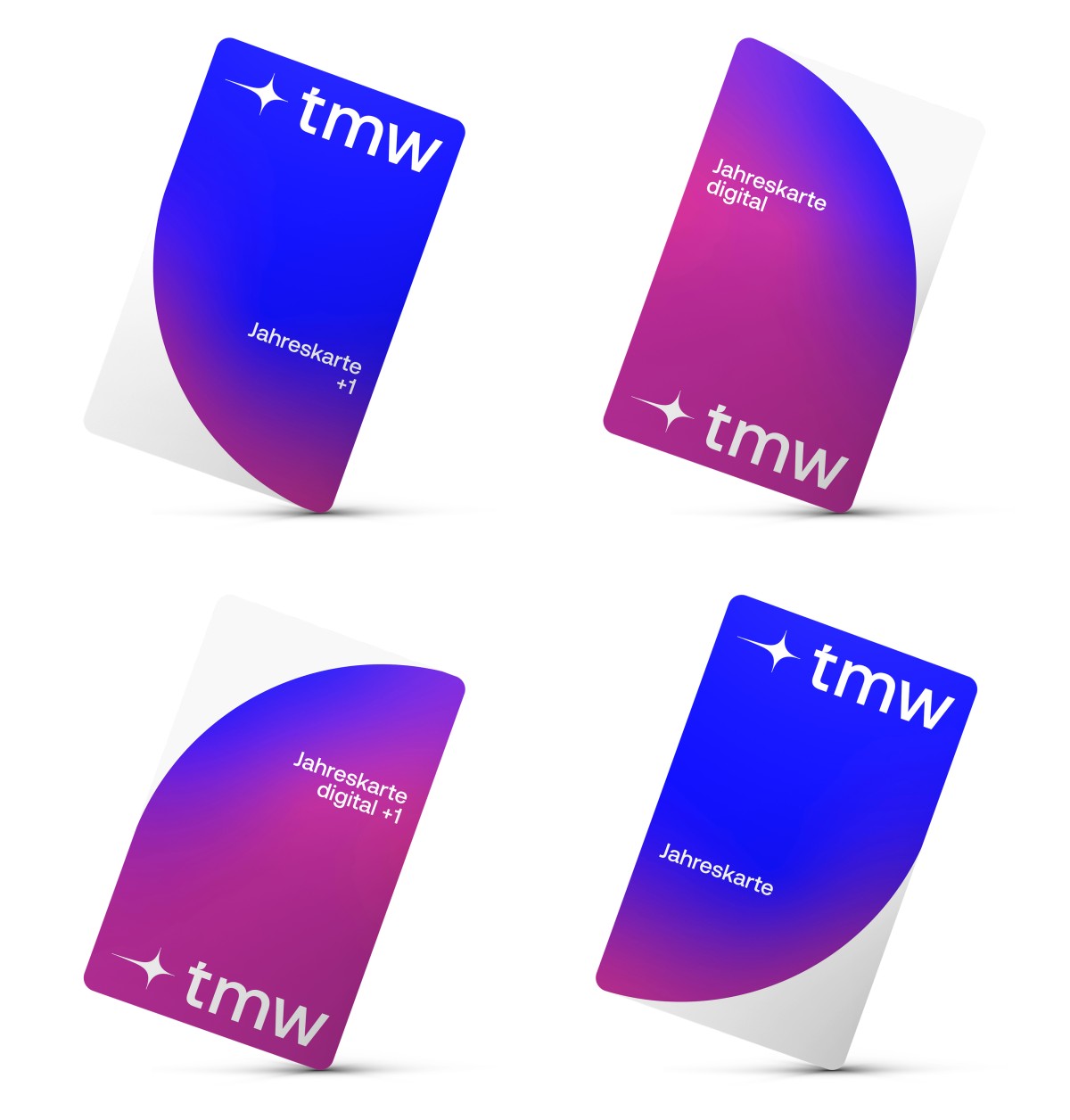 Mock-ups der verschiedenen TMW-Jahreskarten