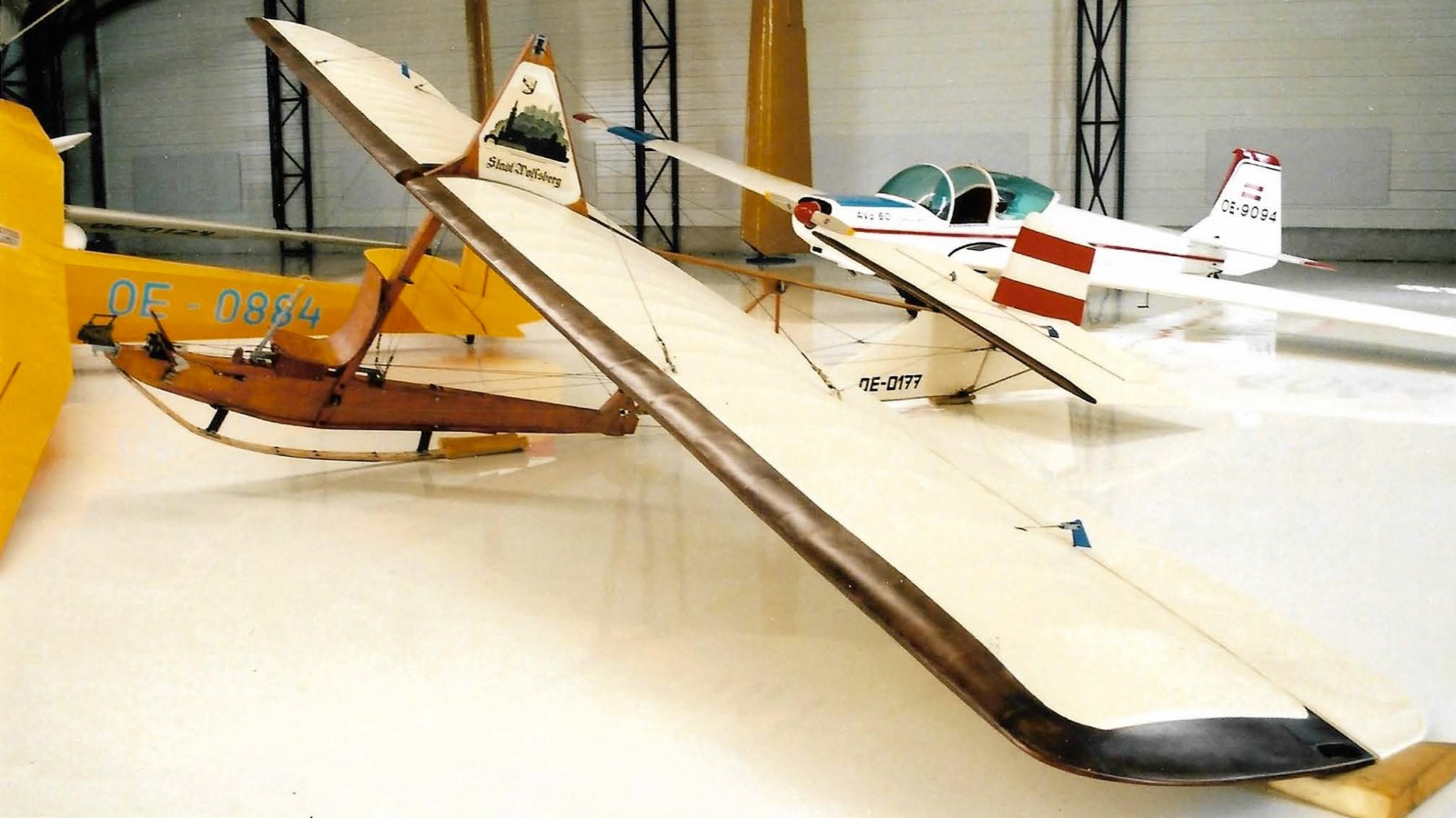 SG 38, Inv.Nr. 104648: OE-0177, Bj. 1950. Hochdecker mit zweiteiligem Tragwerk aus Holz mit Stoff bespannt.
Der Kärntner Segelfliegerverband Klagenfurt überließ dem Mitbegründer des Flugmuseums Aviaticum Toni Kahlbacher Reste von zwei SG 38 Schulgleitern, welcher dieser zu einem vollständigen Flugzeug zusammenbaute. Im Zuge der Übersiedlung des Aviaticums schenkte Kahlbacher Machinery GmbH das Segelflugzeug 2020 dem Technischen Museum Wien