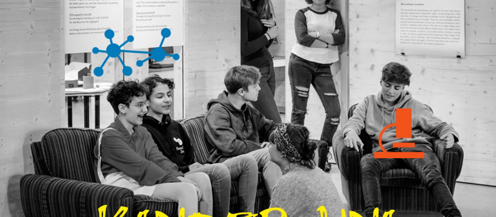 Kinder mit Icons zum Thema Forschung: 