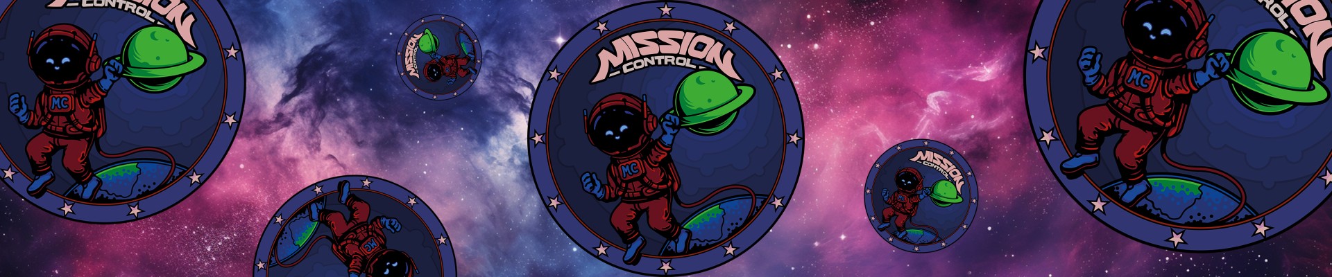 : Kollage mit dem Patch der Mission Control