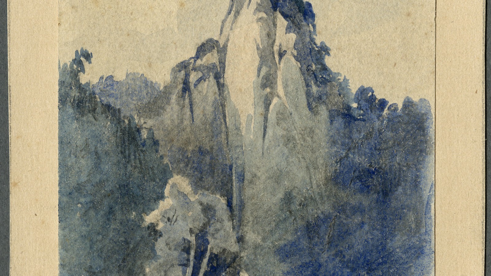 Alois Lahoda: Felsspitze im Adlitzgraben, Aquarell, 1849