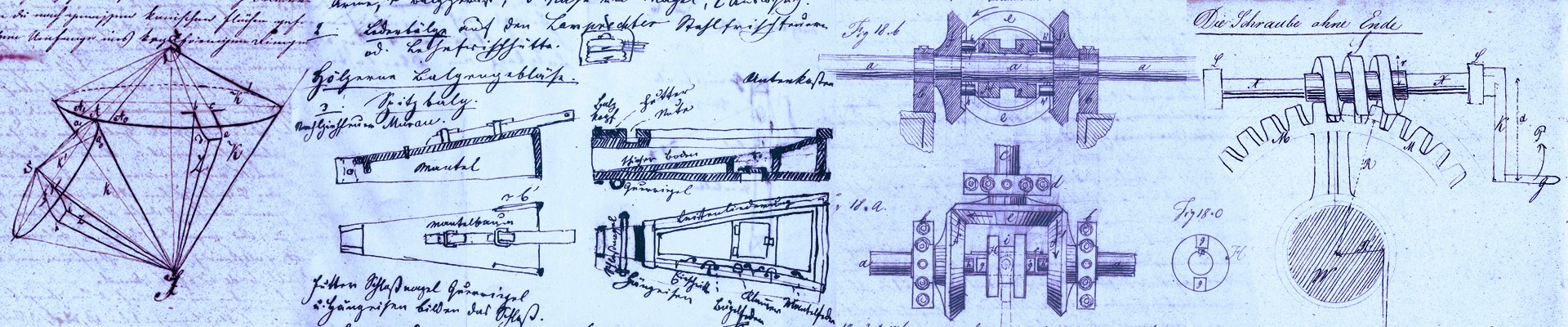 Bildkomposition mit Ausschnitten aus dem Skizzenbuch von Jakob Redtenbacher: 
