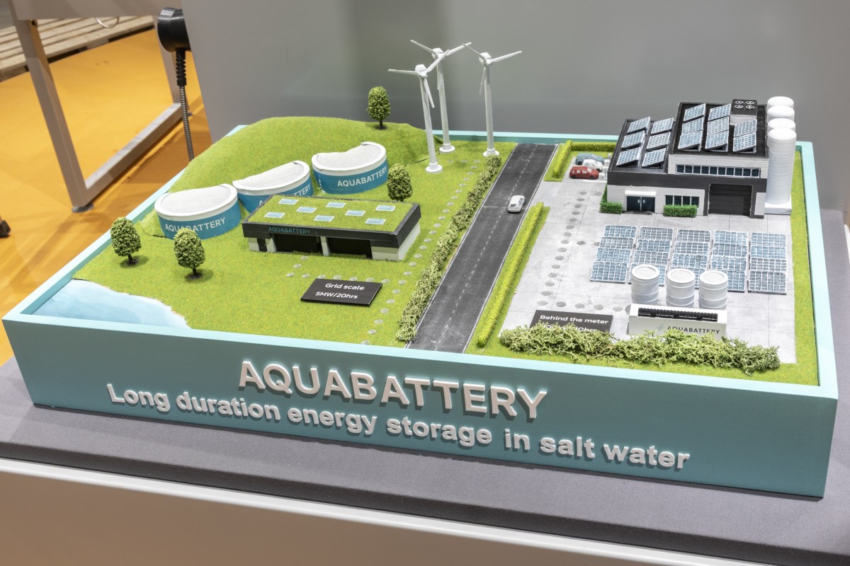 Station „Eine Prise Salz für die Energiewende“ mit einem Modell der Flow-Battery von Aquabattery (Aquabattery und VERBUND)