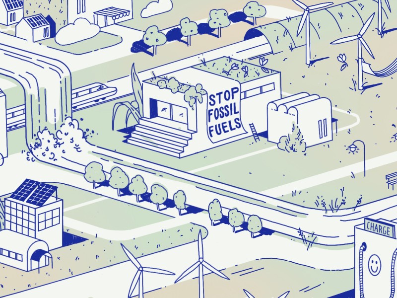 Illustration zum Thema Energiewende für das Titelbild des Online-Magazins zur Sonderausstellung: 