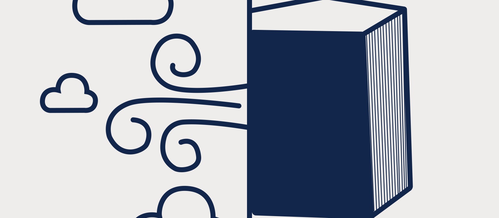  Illustration mit herausströmenden Windlinien und Wolken – steht für Wissensvermittlung und Luft als Material in den Materialwelten des Technischen Museums Wien. 2: 