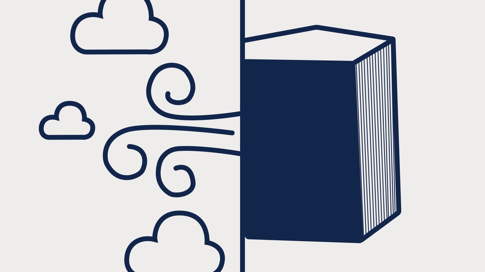 Illustration mit herausströmenden Windlinien und Wolken – steht für Wissensvermittlung und Luft als Material in den Materialwelten des Technischen Museums Wien. 2: 