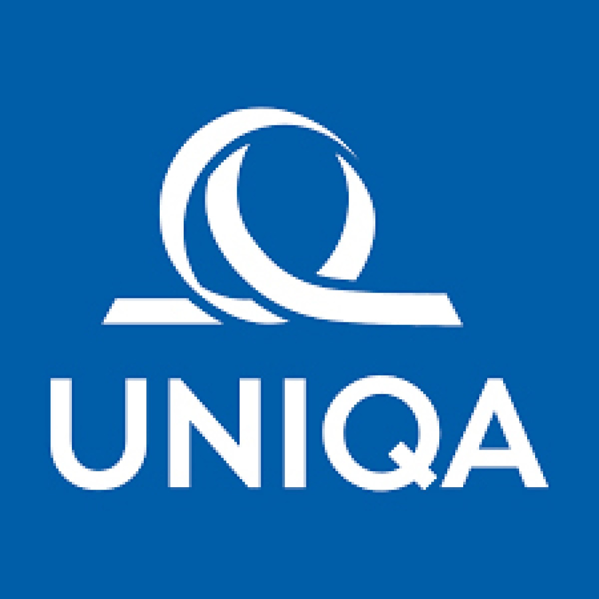 Schriftzug UNIQA in weiß auf blauem Untergrund