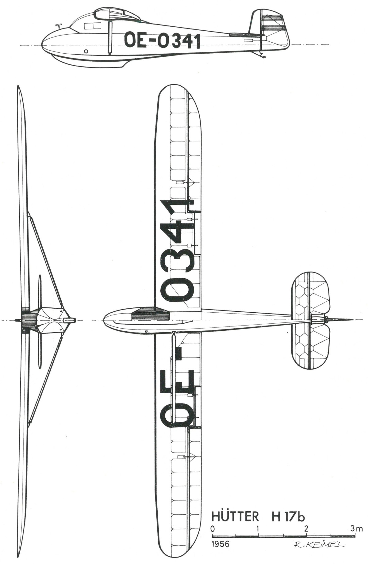Hütter H 17b, verbesserte Version von 1950, abgestrebter Schulterdecker, Plexi-Abdeckung des Cockpits (Inv.-Nr. 19095): Hütter H 17b, verbesserte Version von 1950, abgestrebter Schulterdecker, Plexi-Abdeckung des Cockpits (Inv.-Nr. 19095)