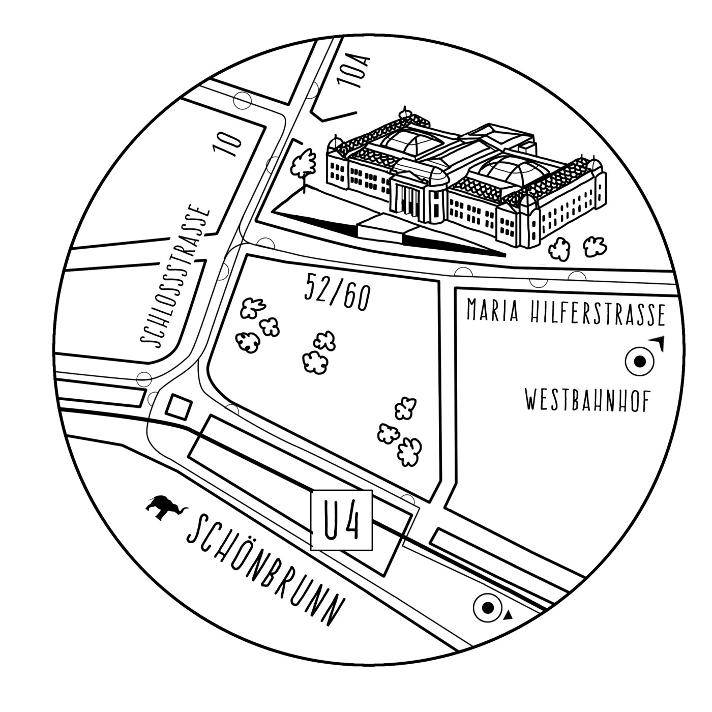 Map of the area around Technisches Museum Wien: 