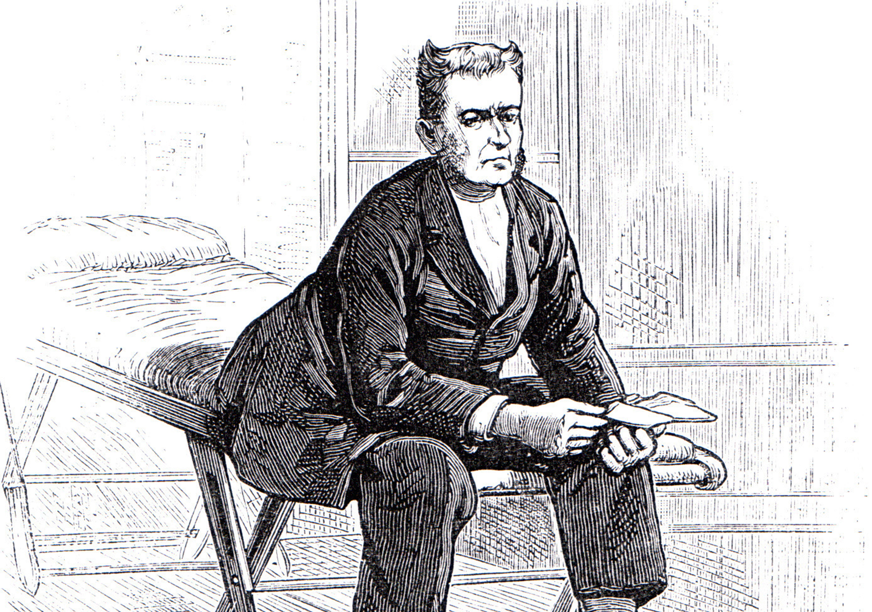 Dr. Henry Tanner bei seinem Selbstversuch, 1880 